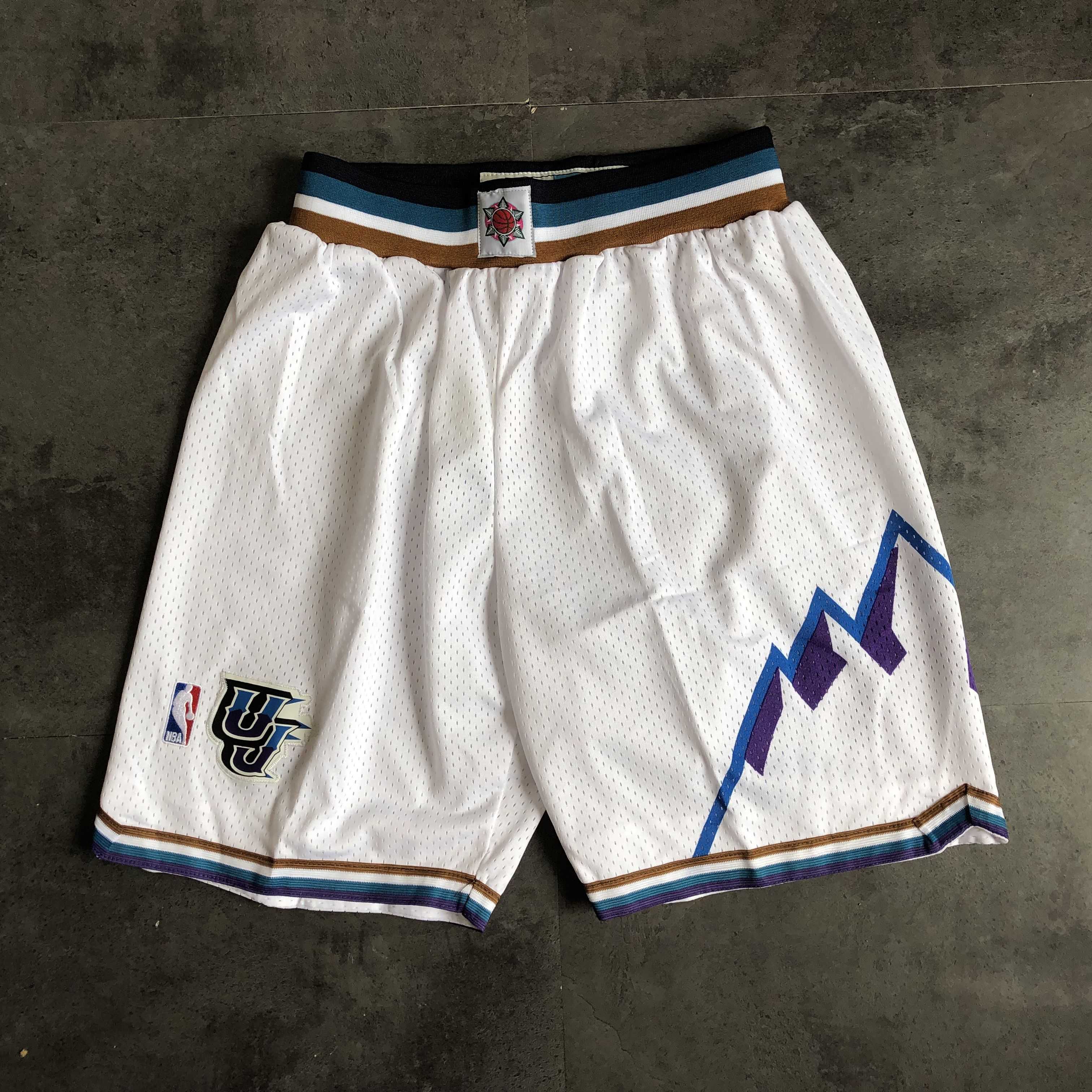 Men NBA Utah Jazz White Shorts 04161